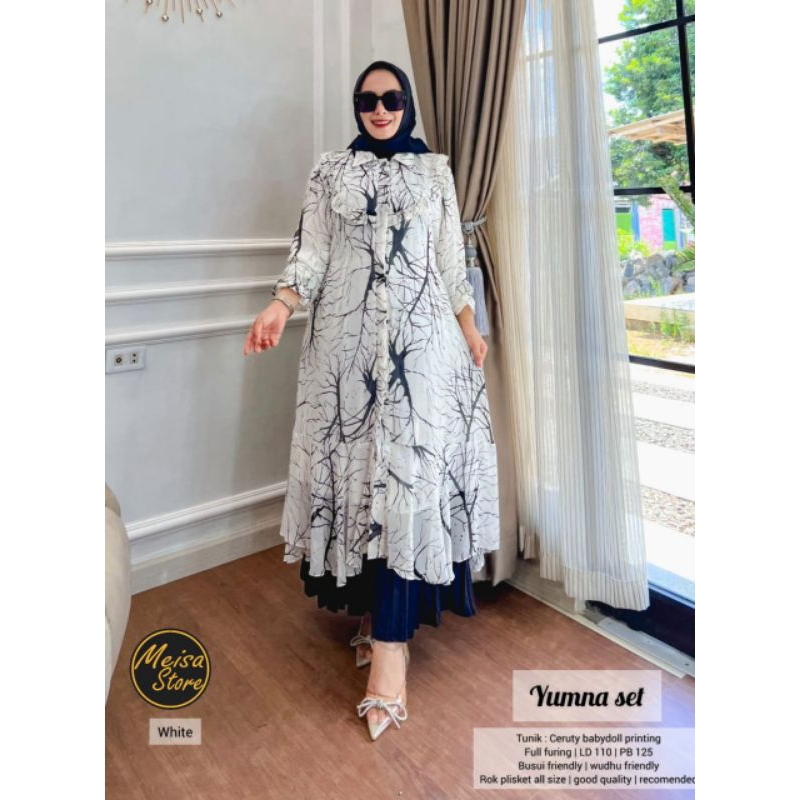 Paket Hemat Setelan Rok Plisket Wanita One Set Tunik Jumbo Adem Setelan Kondangan Tunik Rok