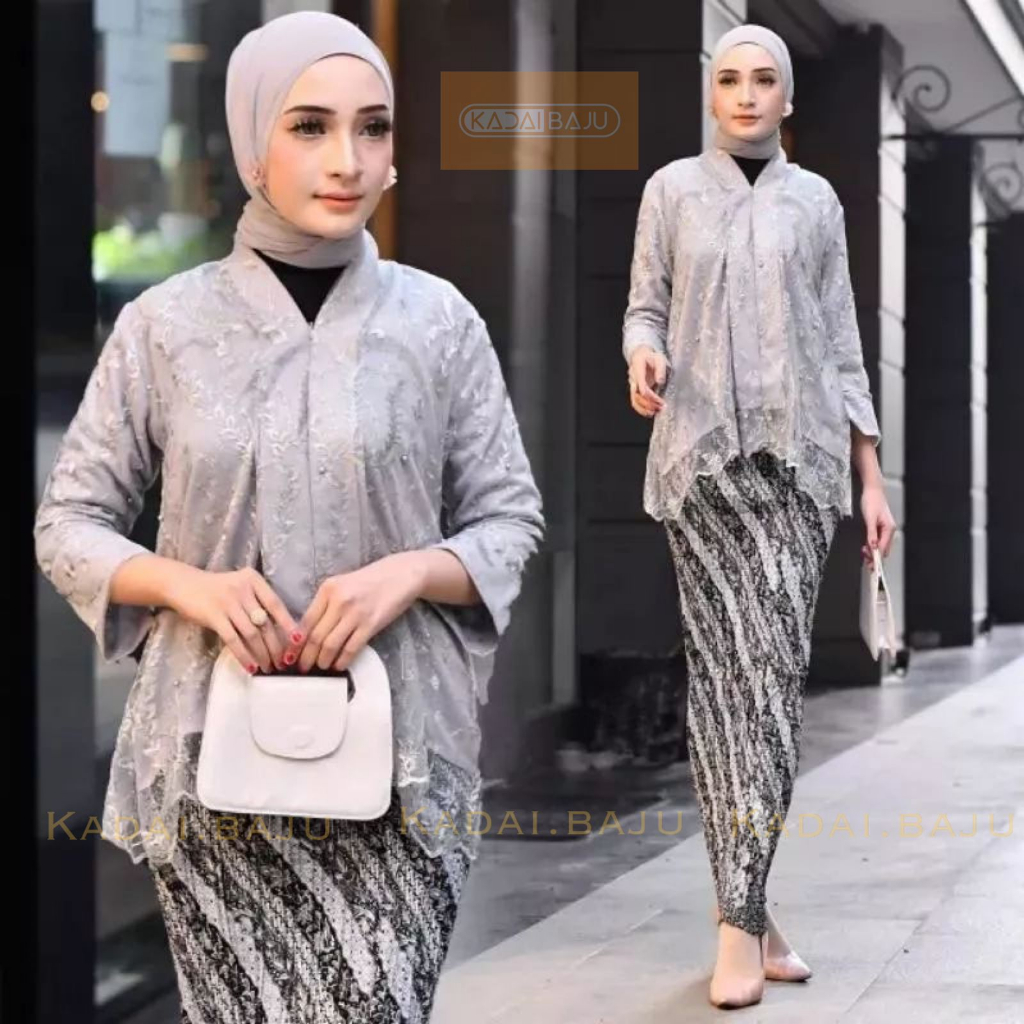 Tunik Kebaya blouse floy tulle mutiara | Kebaya modern | Baju brukat modis dan cantik | Baju kondangan tunangan pesta pernikahan