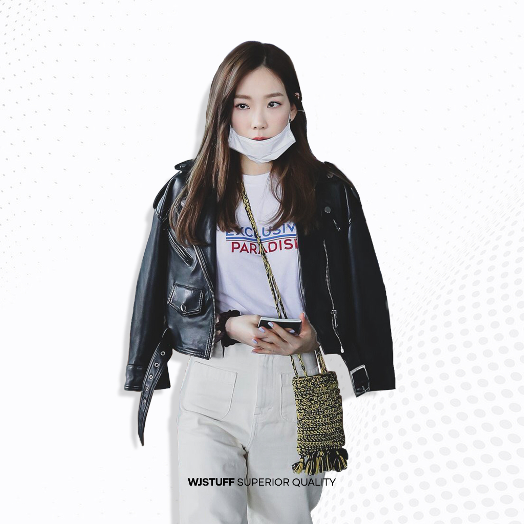 WJ Stuff - Taeyeon Jaket Kulit Sintetis Wanita Rock N Roll - Crop Mode