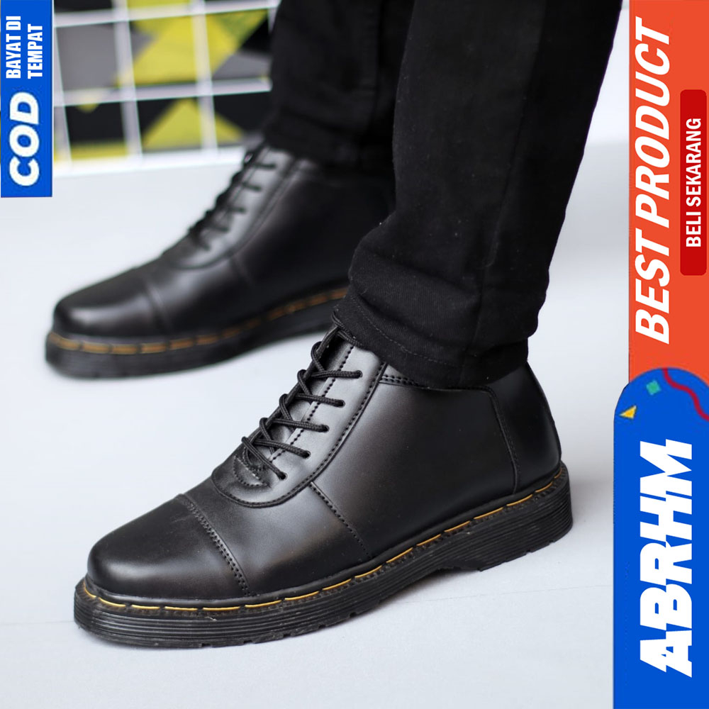 ABRHM Sepatu Formal Docmart Boots Hitam Casual Kerja Pria