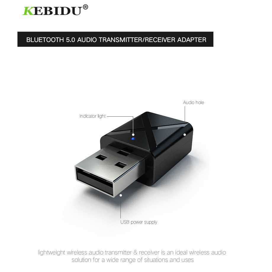 USB Audio Bluetooth 5.0 Transmitter &amp; Receiver 2 in 1 USB Dongle HiFi