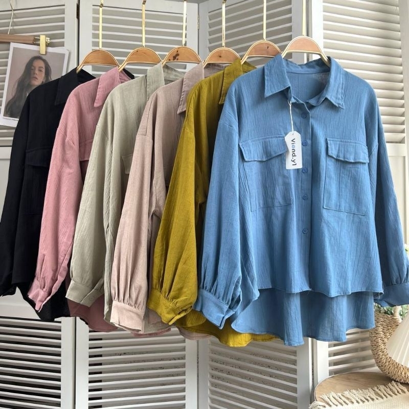 KEMEJA OVERSIZE LINEN WANITA KANGTONG DUA