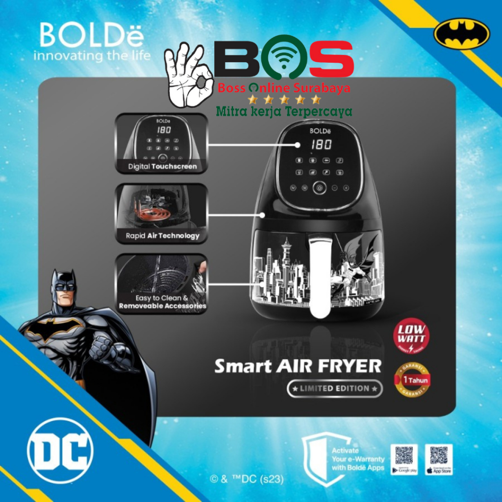 Bolde Smart Air Fryer Batman Air fryer Kapasitas 2.5L Bolde Air Fryer