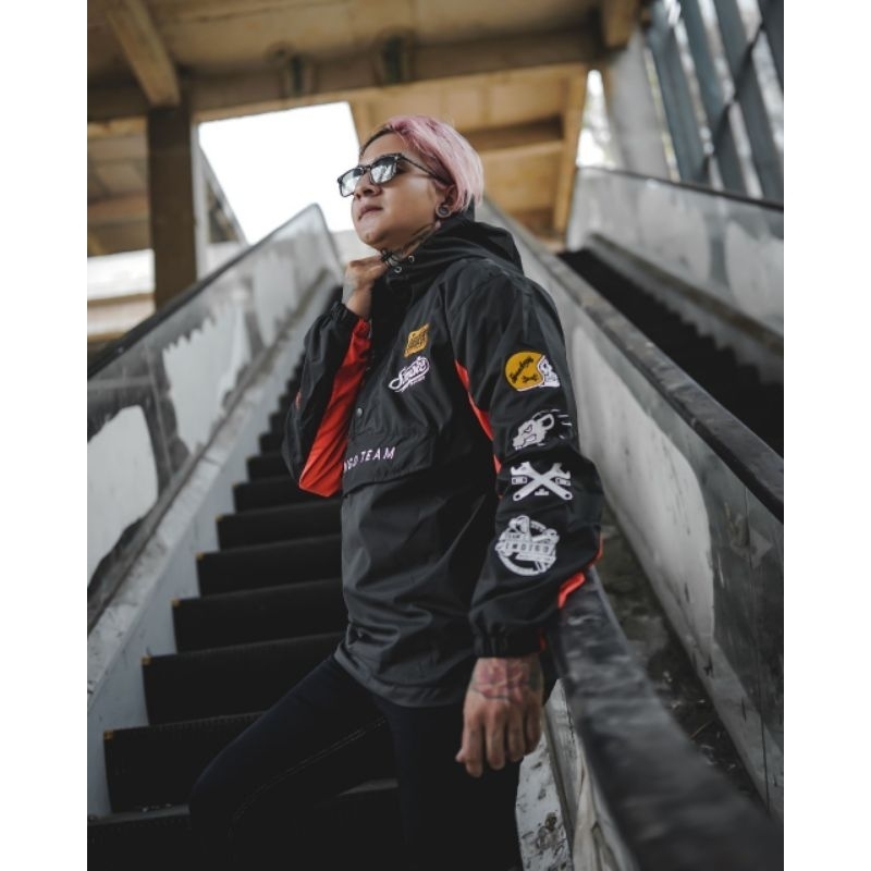 Jaket Nascar Cougle Pria Indigo Fullbordir - Jaket Motor Racing Vintage Speed Racer - Anorak jacket 