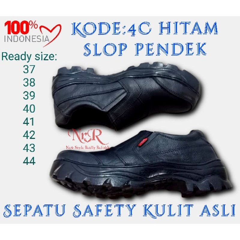 SEPATU SAFETY KULIT ASLI UJUNG DEPAN BESI SOL SUDAH DI JAHIT