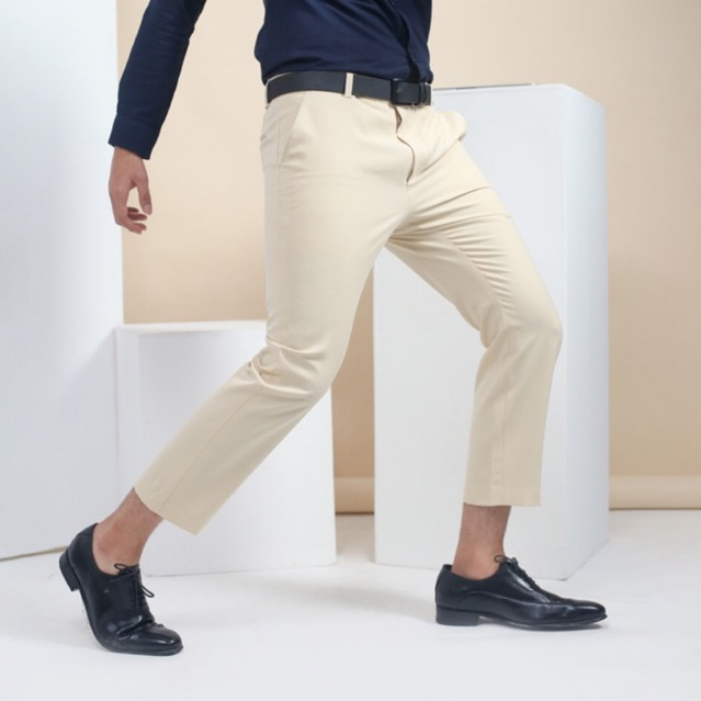 8Moi.Wear Celana Ankle Pants Pria Bahan Thermal Wol - Cropped Pants size angka