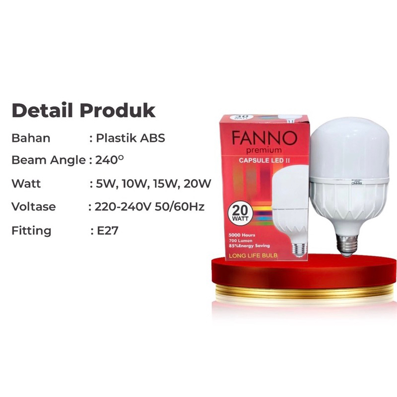 Fanno Lampu Capsule LED 10watt 15watt 20watt 30watt Putih Fanno Lampu Bohlam LED Murah