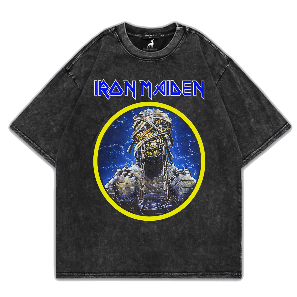 PolarVision T-shirt Distro Musik Band Iron Maiden Washed Oversize