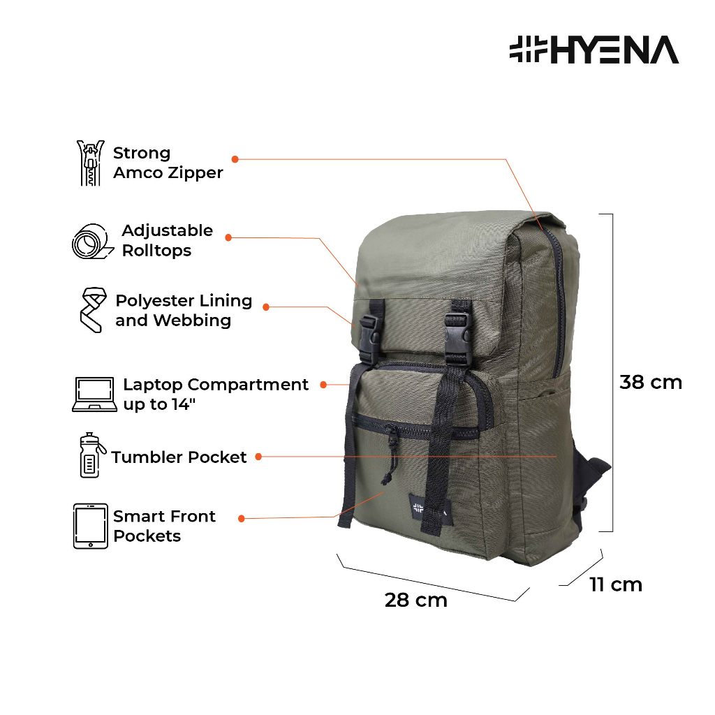 HYBRAND x Hyena [496] - Backpack Fashion Tactical Bag Colyn Series HYENA Tas Ransel Sekolah Kuliah Kerja