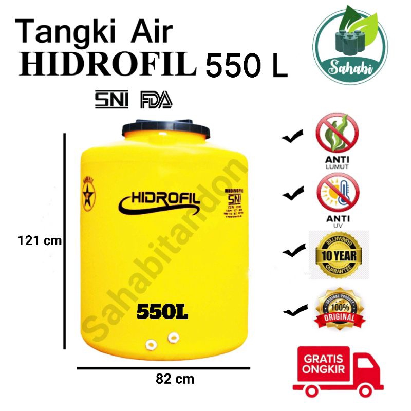 Tandon Air / Toren Air / Tangki Air Murah HIDROFIL 550 500 Liter Anti Lumut