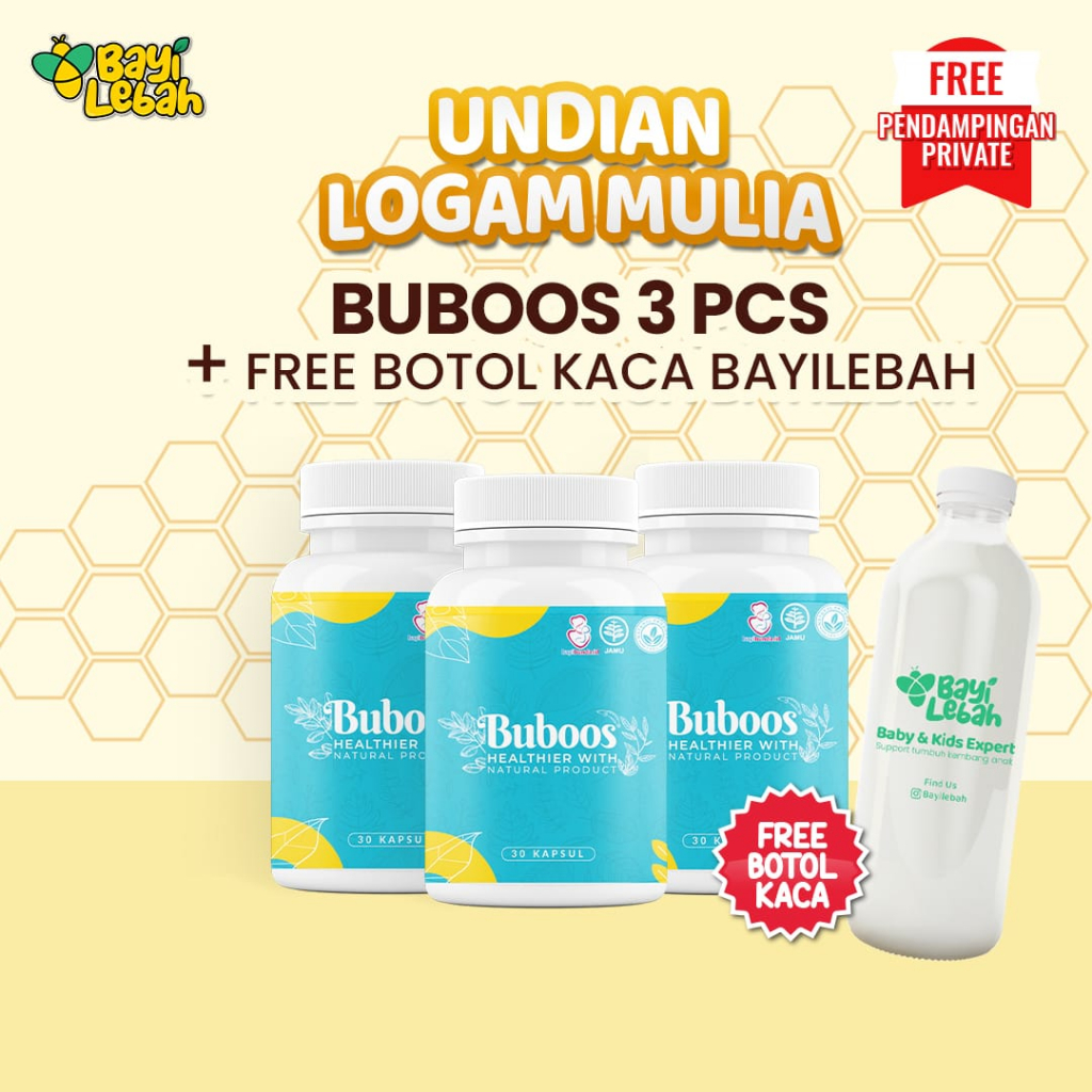 Buboos (Bunda Booster) | Asi Booster Bayi Bunda | 30 Kapsul | Dapat 3 Botol | Alami | Suplemen Membantu Melancarkan ASI