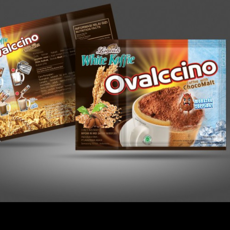 

luwak white coffe ovalccino with topping saset