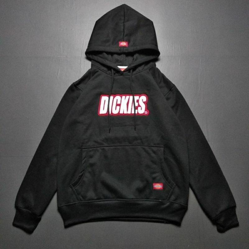 HOODIE DICKIES BLACK  FONT EMBOIRD RED WHITE - BANYAK VARIAN WARNA PREMIUM QUALITY