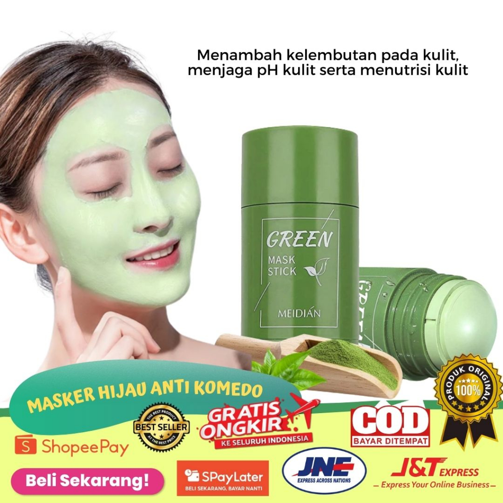 Green Mask Stick Original 100% / Meidian Green Mask Stick / Masker Green Tea / Green Mask Stik / Green Mask40gr COD