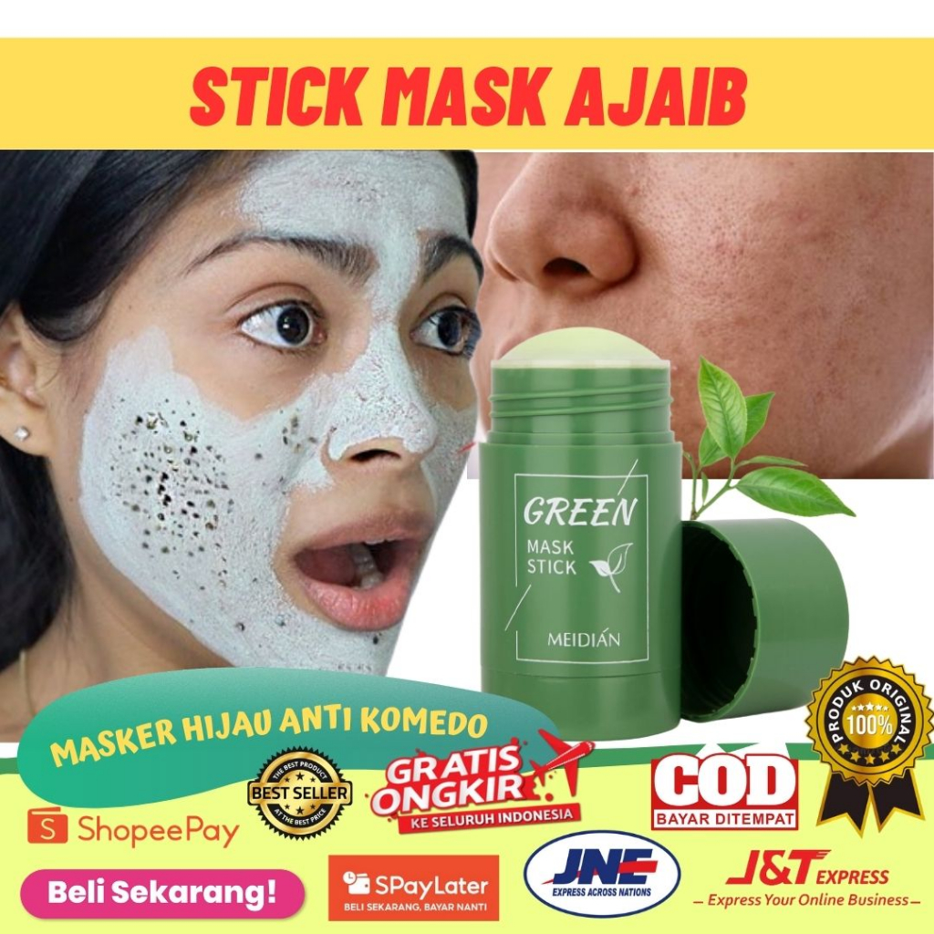 Green Mask Stick Original 100% / Meidian Green Mask Stick / Masker Green Tea / Green Mask Stik / Green Mask40gr