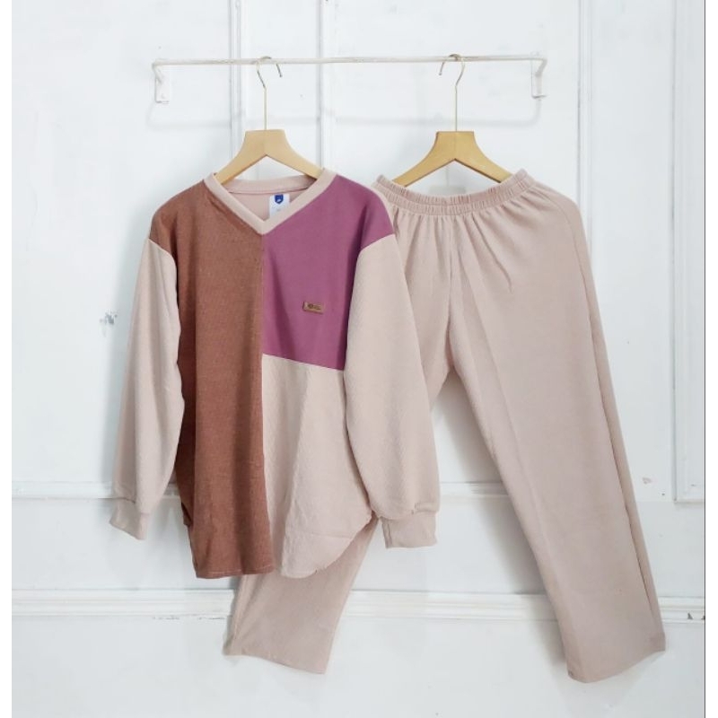 ATASAN SAKU KNIT SET BAGGYPANT XL // OOTD ONE SET // ATASAN SET CEL KULOT Premium