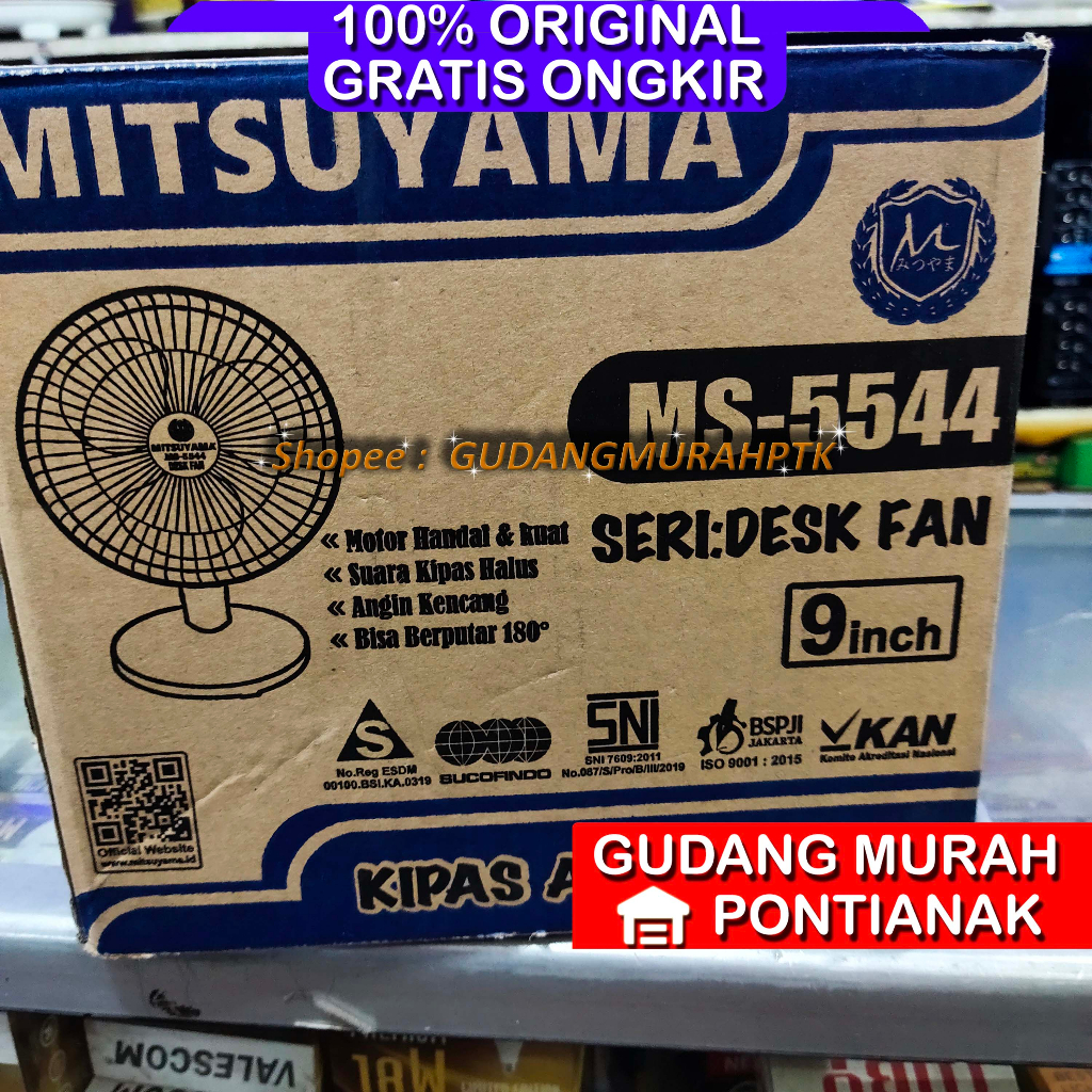 Desk Fan Kipas Angin Meja 9 Inch Mitsuyama MS 5544 Angin Kencang dan Kuat