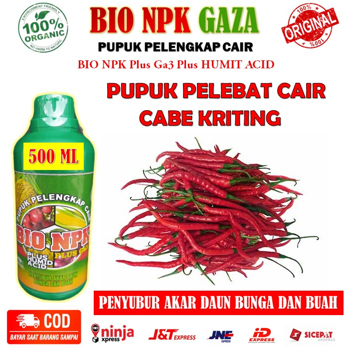 (PROMO) BIO NPK GAZA Pelengkap Cair Pupuk Pelebat Buah Cabe Kriting - Pupuk Pelebat Cabe Kriting Bag