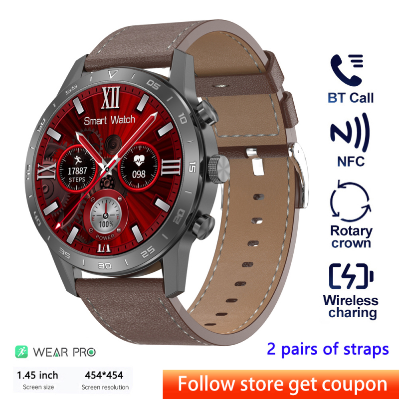 GARANSI✅DT70+ Smart Watch 1.45inch Round Screen NFC BT Call DTNO.1 Smartwatch Men Digital Wristwatch GPS Tracker Fitness Watches For IOS Android