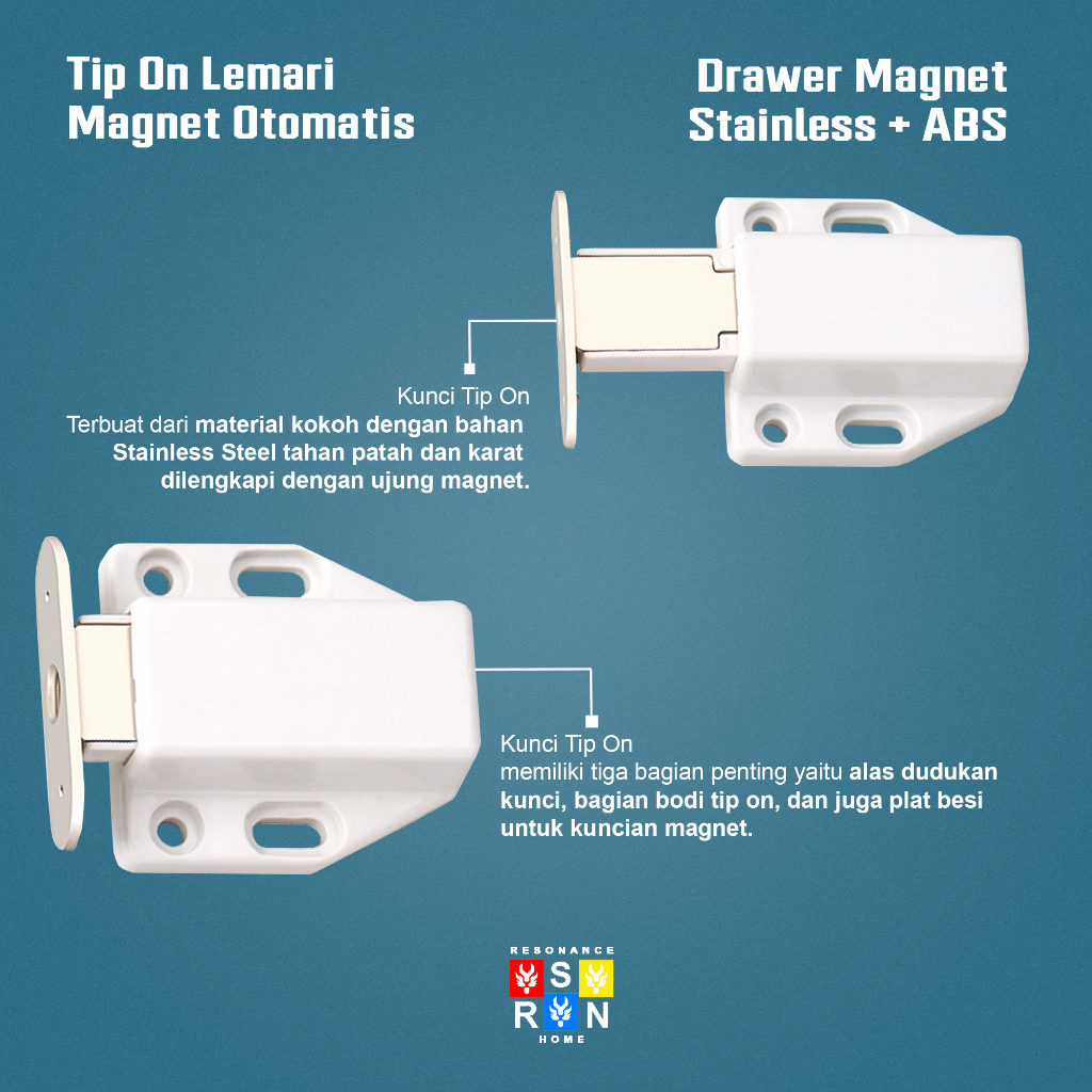 Push To Open Tip On Magnet Door Bouncer Damper Catches Pintu Laci Lemari / Drawer Magnet Resonance Home