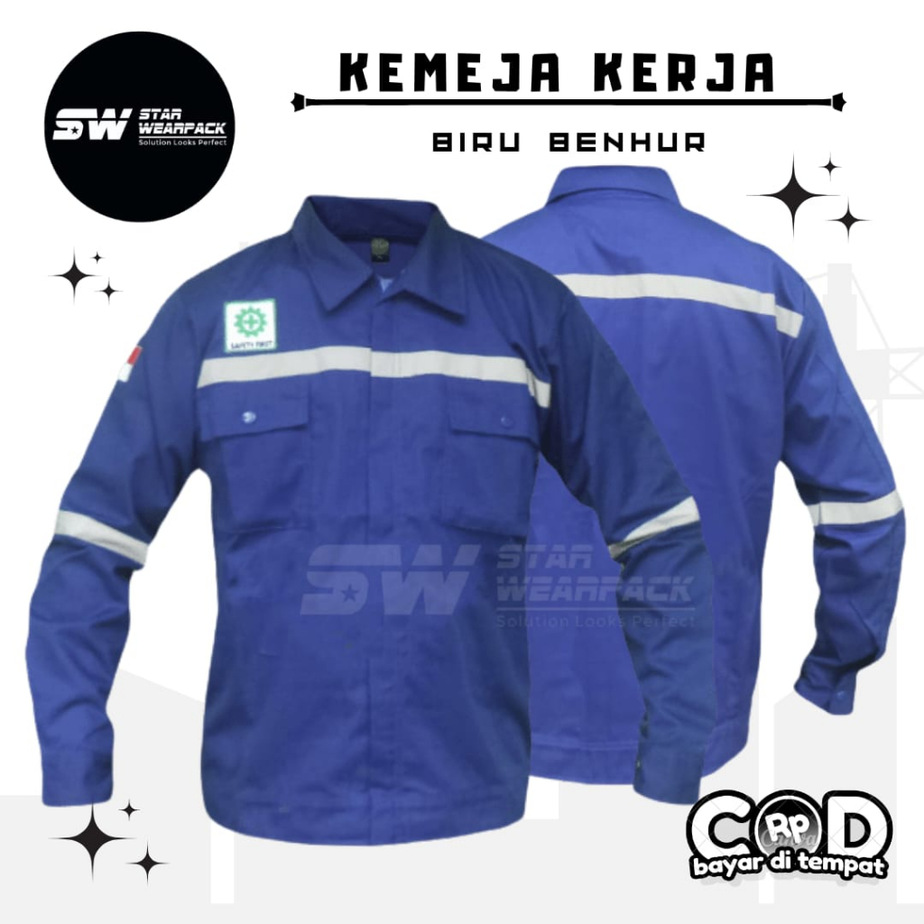 Star Wearpack - Baju Proyek Seragam Kerja Lengan Panjang Warna Benhur Polos