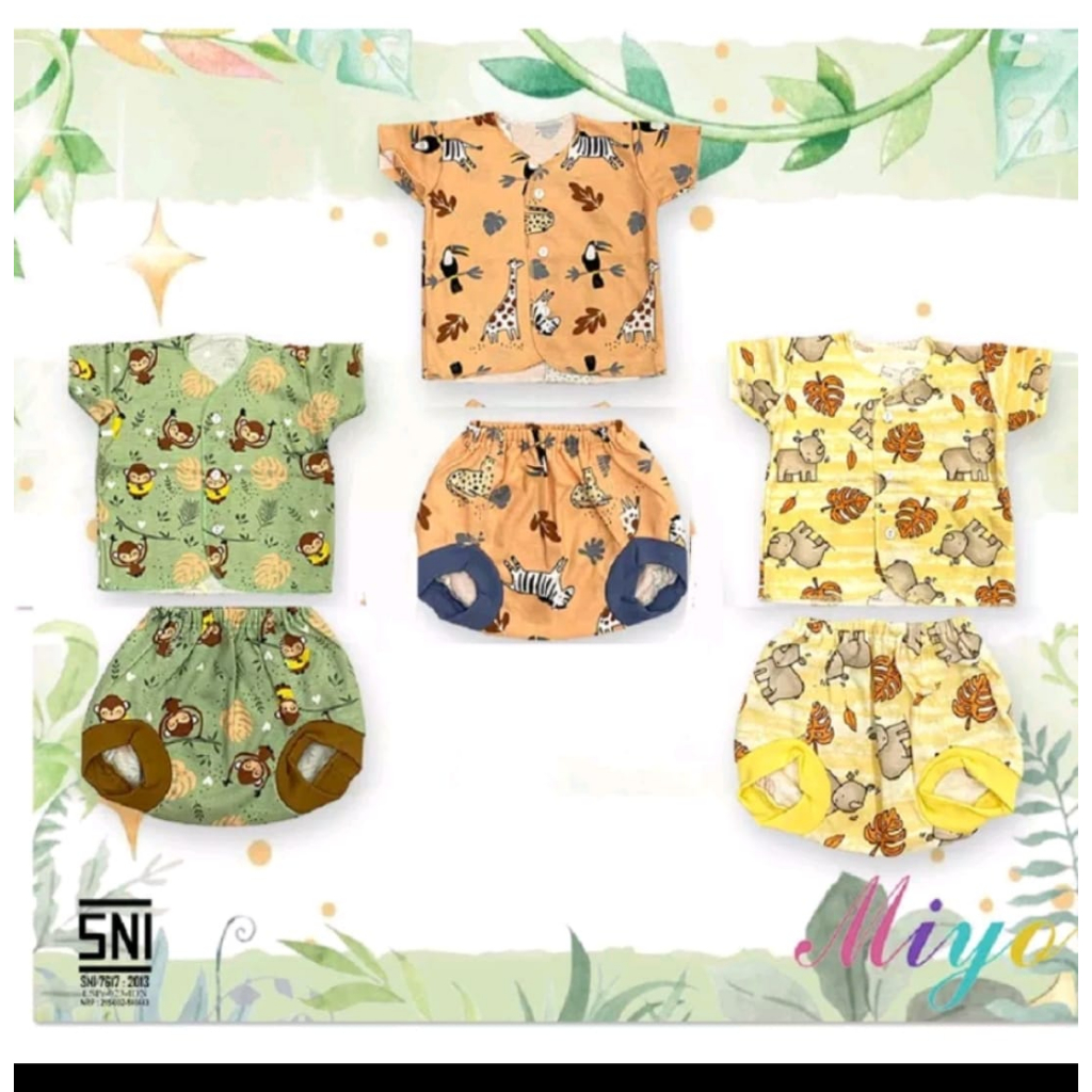 1pc Setelan Pendek Bayi NB 0-3 Motif Miyo