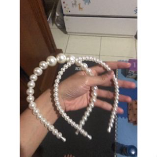 `ღ´ PHINKL `ღ´ Bando aksen mutiara girly Korea kualitas import pearl white putih