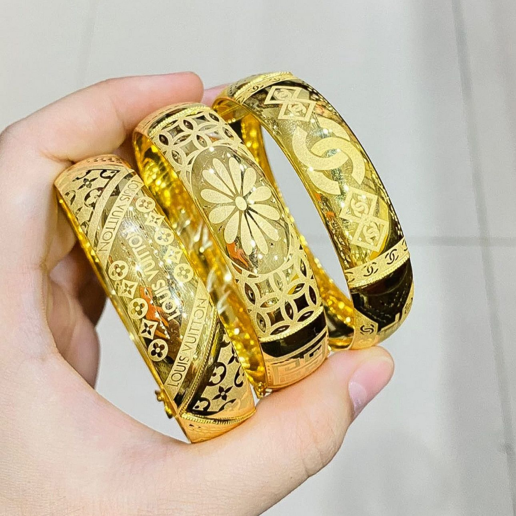 Gelang roll anak dan dewasa emas asli kadar 70 16k branded bulat bangkok cap doff bangle tangan