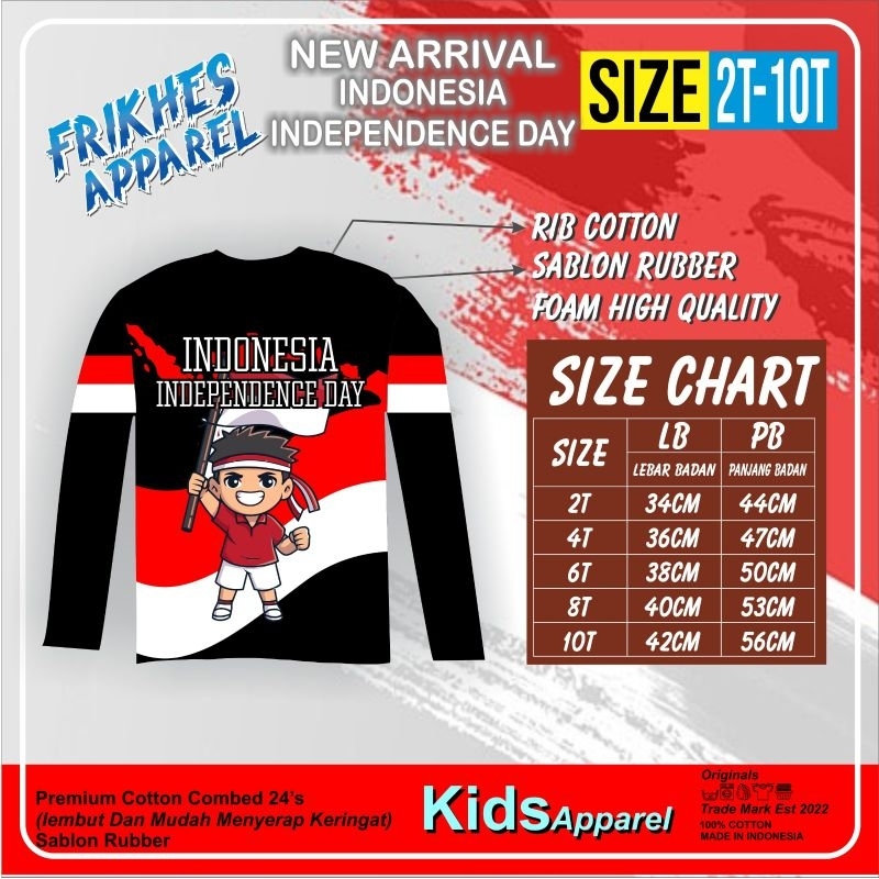 Kaos Anak Boy &amp; Girl Lengan Panjang 2-10T