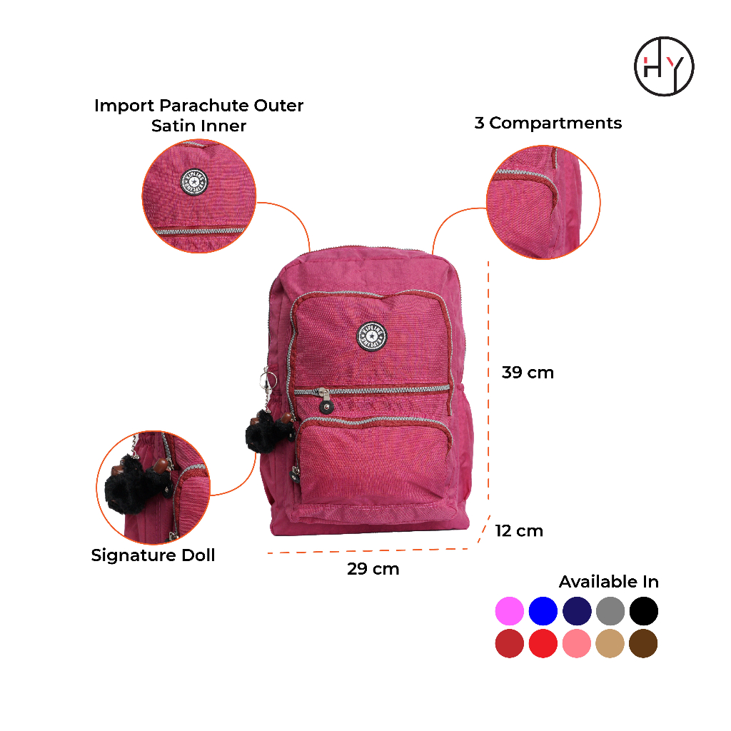 HYBRAND [951] - TAS RANSEL BACKPACK UNISEX POLOS BAHAN PARASUT IMPOR