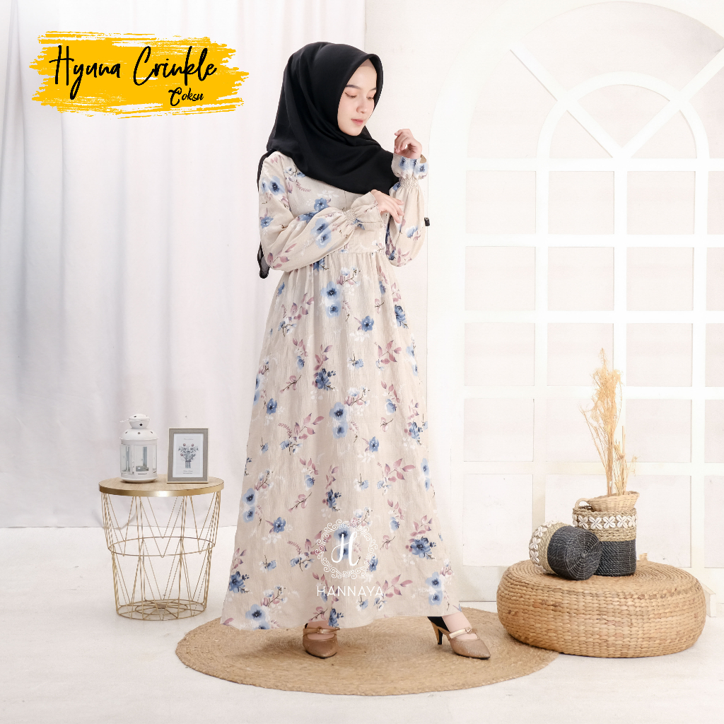 GAMIS TERBARU HYUNA CRINKLE DRESS BY HANNAYA