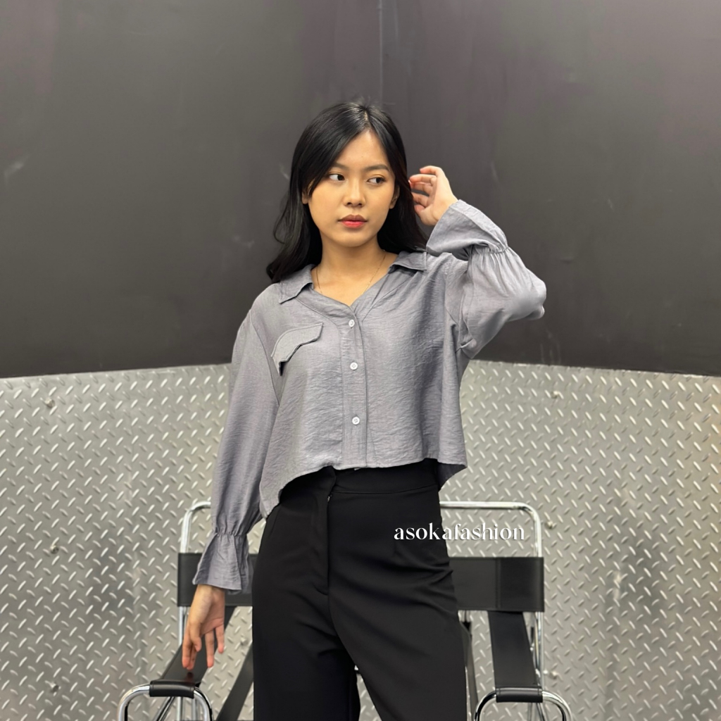 ASOKA Molly Shirt 2186 - Blouse Polos Atasan Wanita - Kemeja Crop Wanita