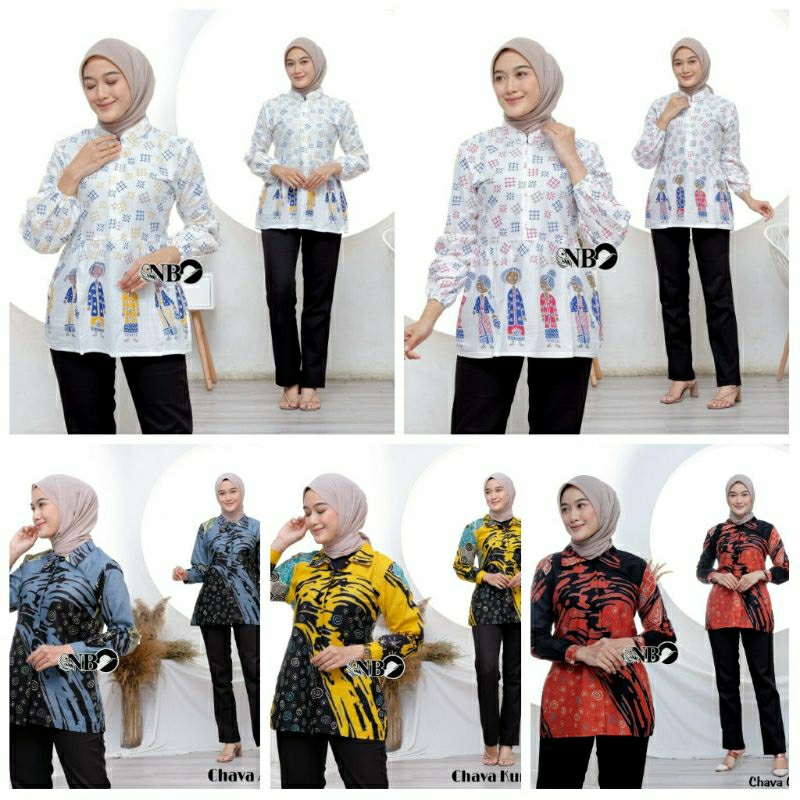 BAJU BATIK WANITA MODERN MONALISA GENES M,L,XL asli PEKALONGAN