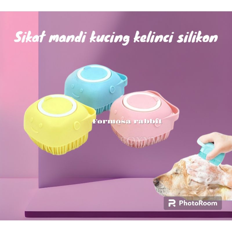 Sikat Mandi Kucing Anjing Silikon Sikat Bulu Karet Sisir Bulu Kucing Sikat Grooming Hewan Spon Silik