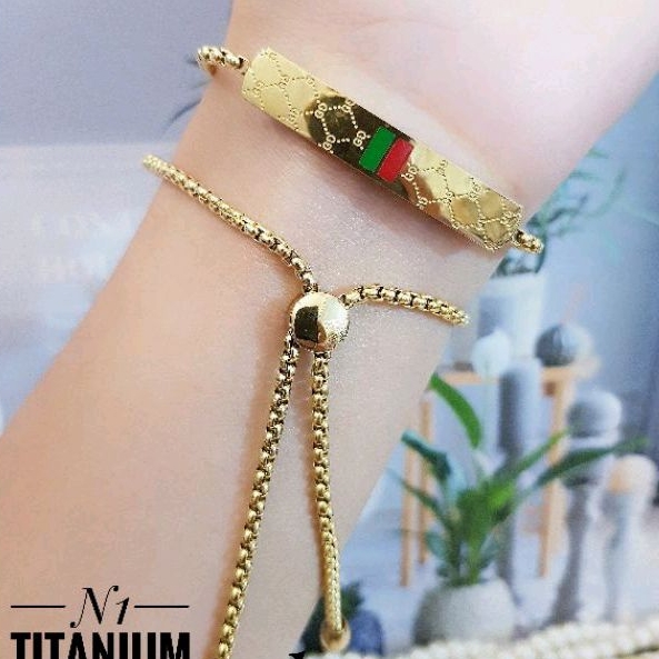 Gelang Serut Titanium Perhiasan Fashion Wanita Dewasa 1706a7