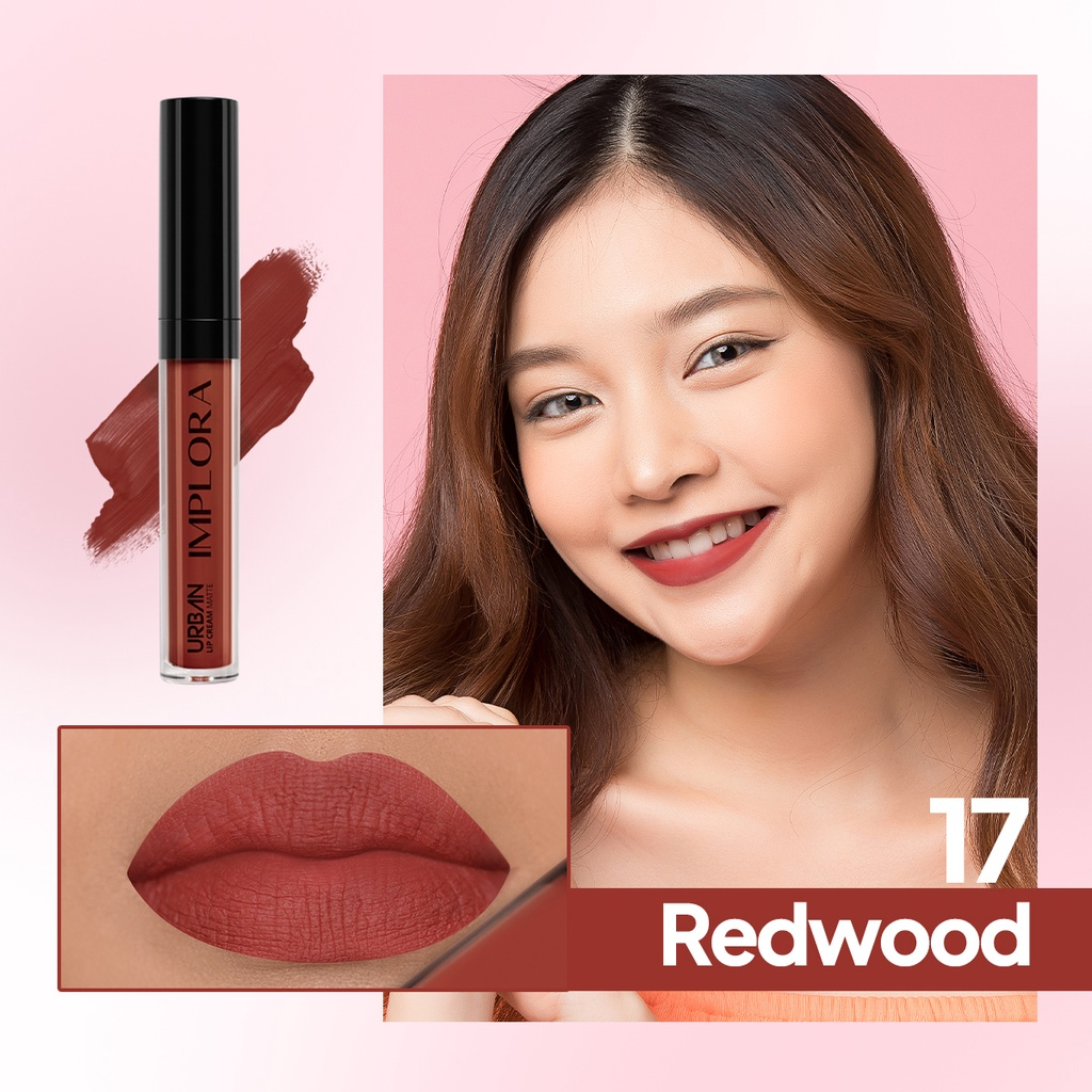 Implora Urban Lipcream Matte Red Wood | Implora Lip Cream Lipstick Dengan Vitamin E