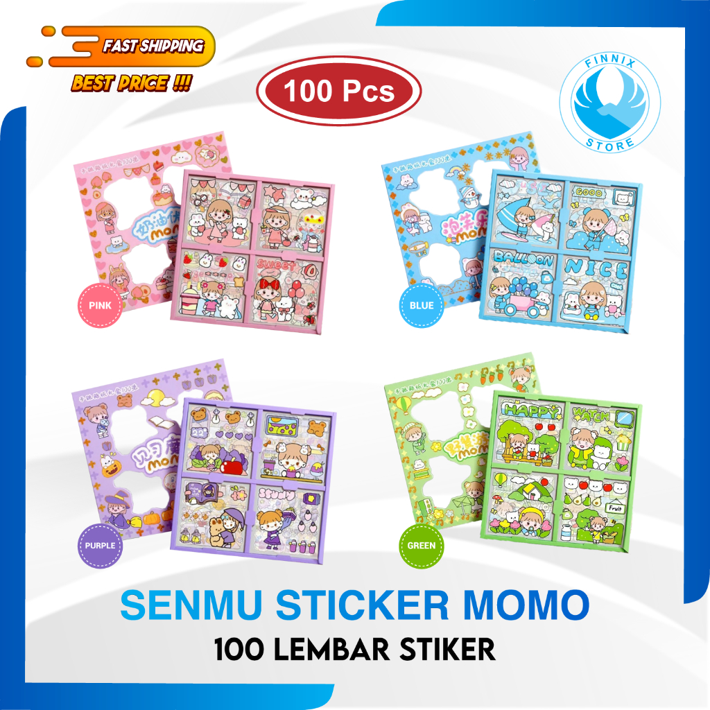 Stiker Momo Waterproof Perbox Isi 100 Lembar - Stiker Motif Anak