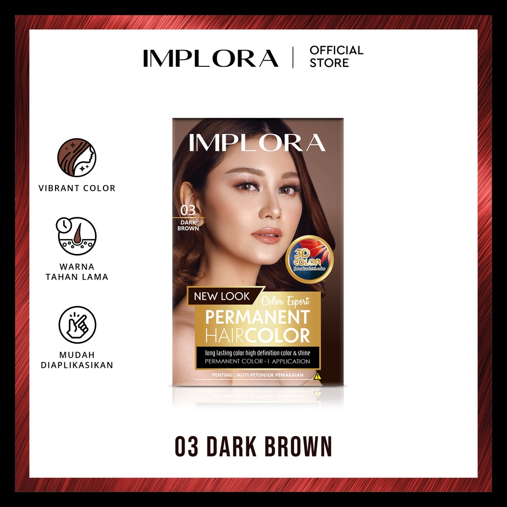 IMPLORA New Permanent Hair Color Dark Brown | Cat Rambut Implora Bleaching Warna Natural