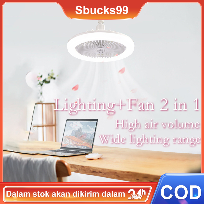 2 in 1 Ceiling Fan with LED Light E27 Ceiling Fan With Remote Control Silent Ceiling Fan Light