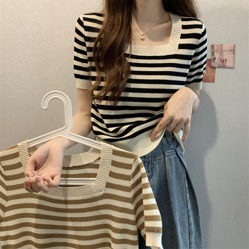 Starla Striped Top Knit Import - Atasan Wanita Rajut Import TM (CX1093)