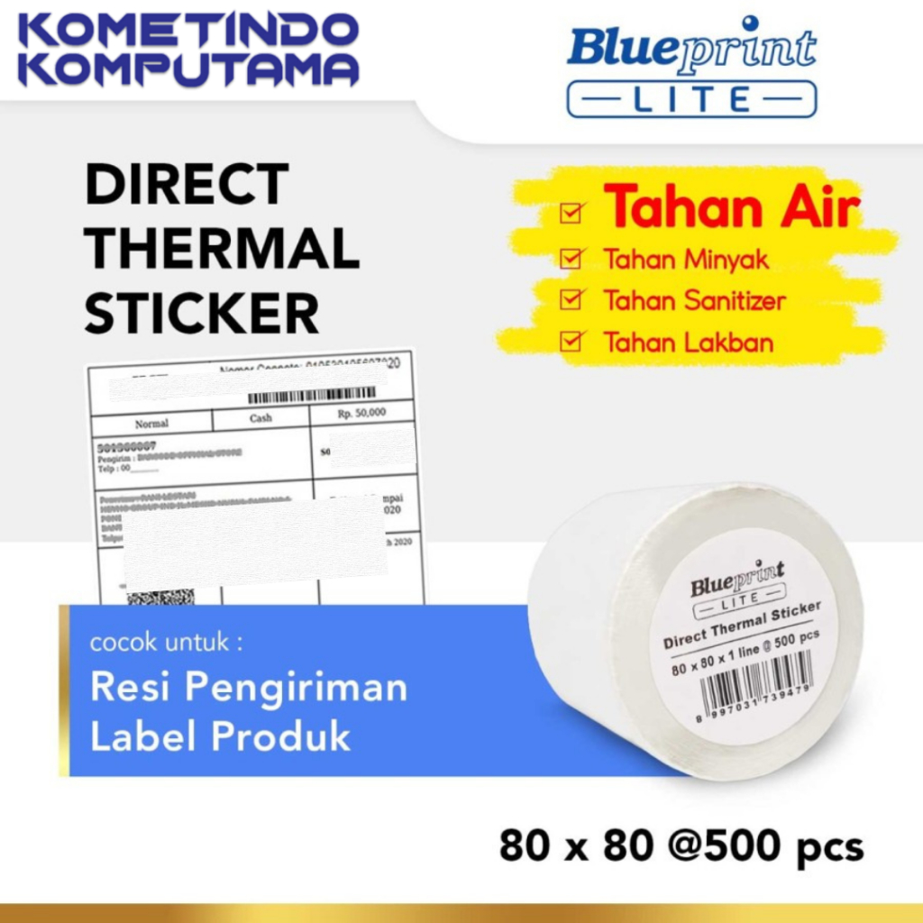 BL-DTS80801 Direct Thermal Sticker 80x80 mm isi 500pcs BLUEPRINT LITE Label Resi Online