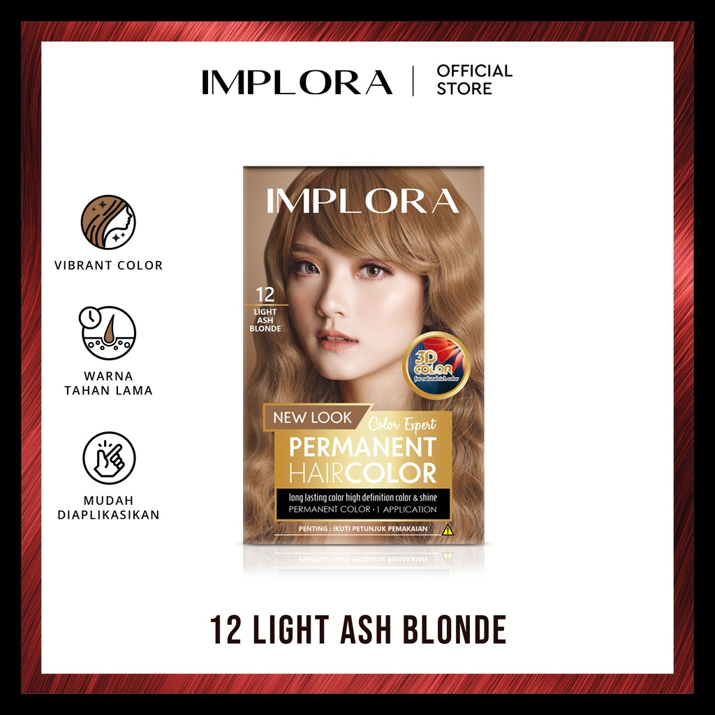 IMPLORA New Permanent Hair Color Light Ash Blonde | Cat Rambut Implora Bleaching Warna Natural