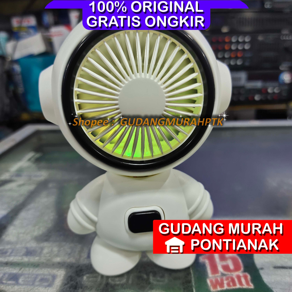 Kipas Cas Bisa Bawa Bawa Minifan Charge Portable Model ROBOT Warna Random Angin kencang dan lembut