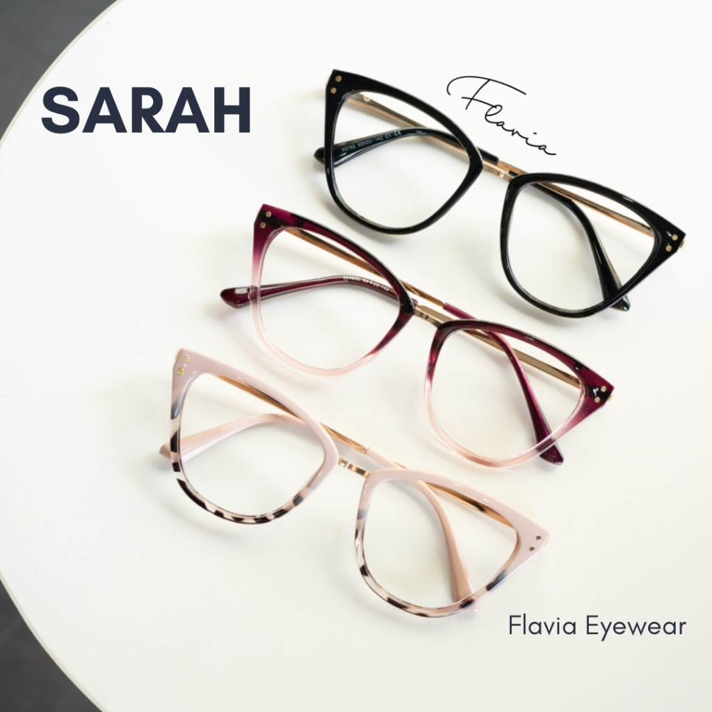 Flavia Eyewear - Kacamata Sarah Square Acetat (custom minus, photochromic, blueray, bluechromic dan photobrown)