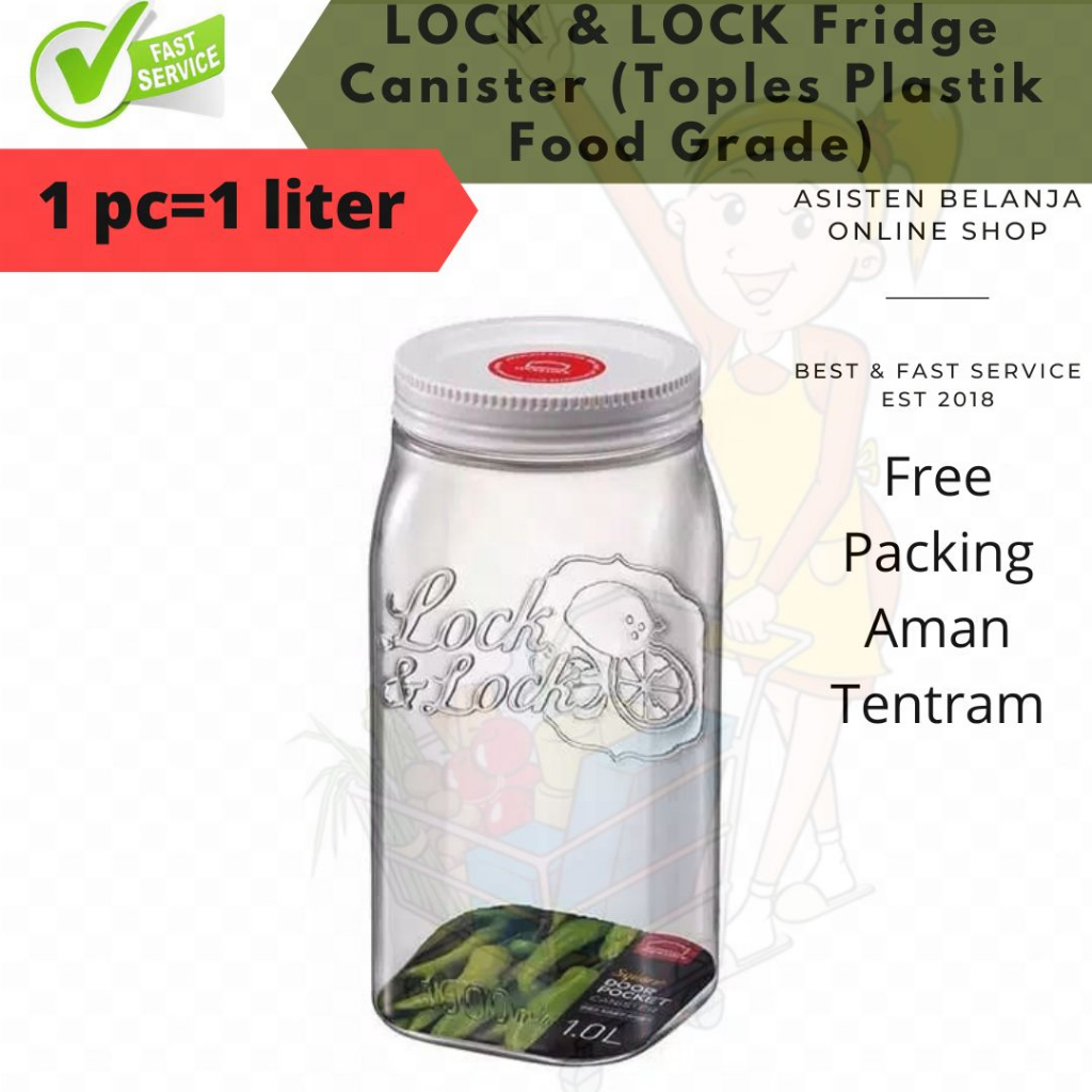Lock &amp; Lock Lock and Lock Fridge Canister Door Pocket 1L Toples Makanan Snack Jar Food Storage HTE531