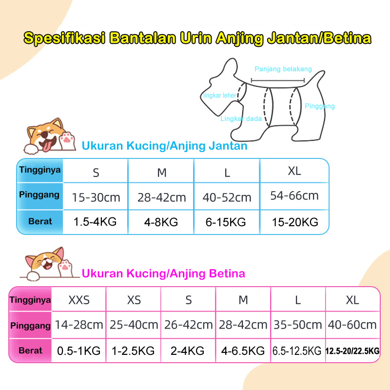 1Pc Popok Sekali Pakai Murah Anjing Kucing Size XS S M L XL Anti Marking Litter &amp; Toilet