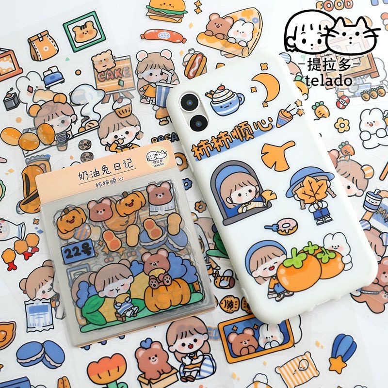 Sticker OCTOBET MASU TEA TIME ANNE MOMO Rainbow Mix Warna Original waterproof Stiker Kartun Korea Anti Air Original isi 100pcs