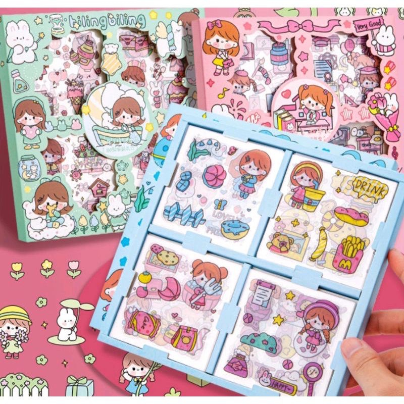 Sticker MASU TEA TIME ANNE MOMO Rainbow Mix Warna Original waterproof Stiker Kartun Korea Anti Air Original isi 100pcs