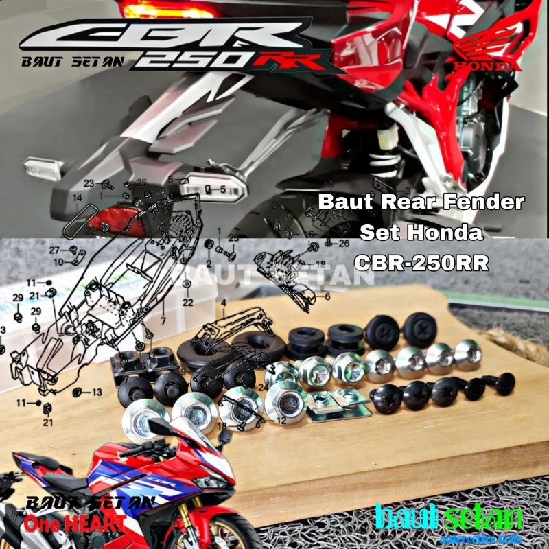 Baut Set Rear Fender Honda CBR 250RR/Baut Spakbor Belakang Honda CBR 250RR