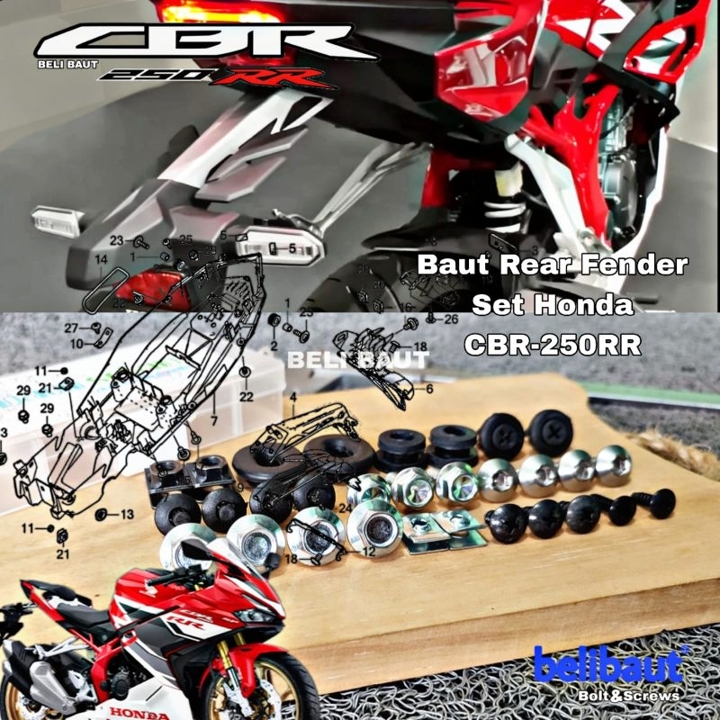 Baut Set Rear Fender Honda CBR 250RR/Baut Spakbor Belakang Honda CBR 250RR